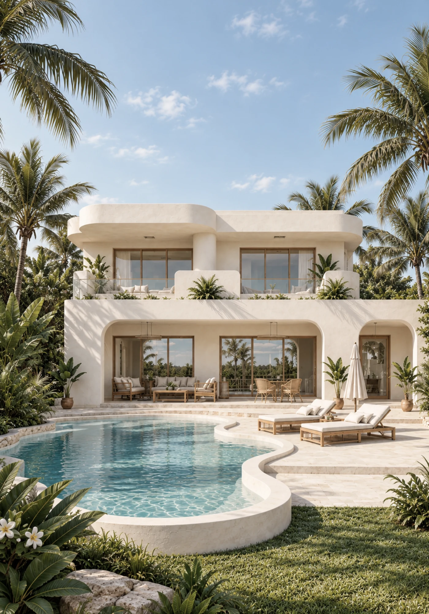 MALǓA villa with private pool and tropical landscaping